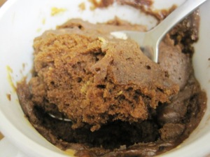 Chocolate Peanut Butter Mug Cake--so light and fluffy!  :)