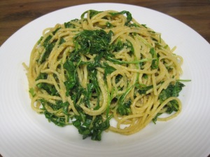 Pasta with Ricotta and Walnut Pesto, Truffle oil, and Rucola